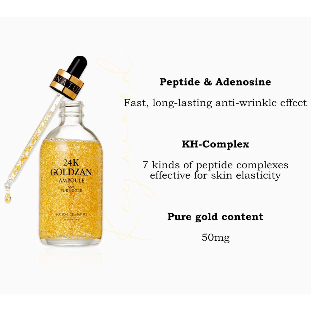 24K Gold Facial Serum Ampoule Pure Gold 99.9% by Maison De Nature 100 ml Made in Korea