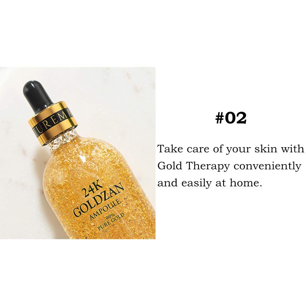 24K Gold Facial Serum Ampoule Pure Gold 99.9% by Maison De Nature 100 ml Made in Korea