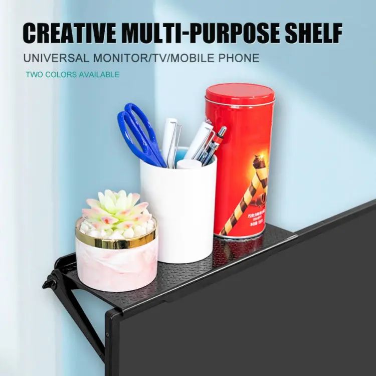 Home Office Storage Rack Adjustable TV Screen Top Shelf Holder